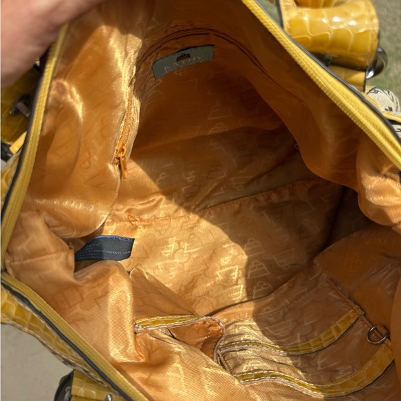 EUC Kathy Van Zeeland Vintage Yellow And Canvas Crown Pattern Shoulder Bag - Picture 12 of 13